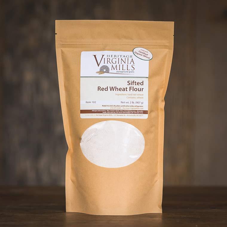Sifted Red Wheat Flour - BREAD FLOUR - 2lbs (32oz) (Certified Organic Wheat)
